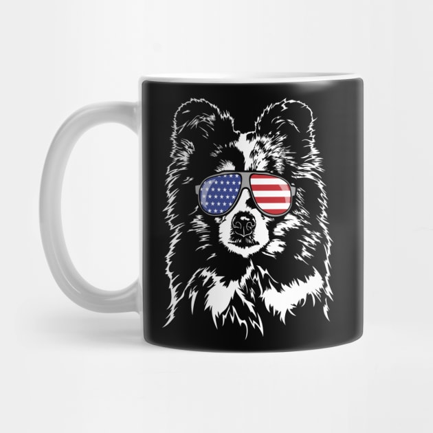 Funny Proud Shetland Sheepdog Sheltie American Flag sunglasses by wilsigns